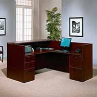 Amber L-Shape Reception Desk (Mahogany) 